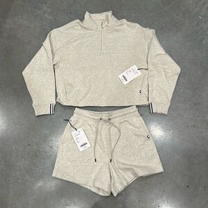 NWT Kit and Ace Sweat Set Quarter Zip Sweatshirt & Shorts French Terry Small.
